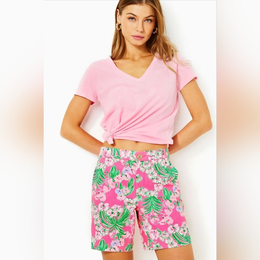 NWT Lilly Pulitzer  7" Gretchen High Rise Short. SIize 8. Roxy Pink.
